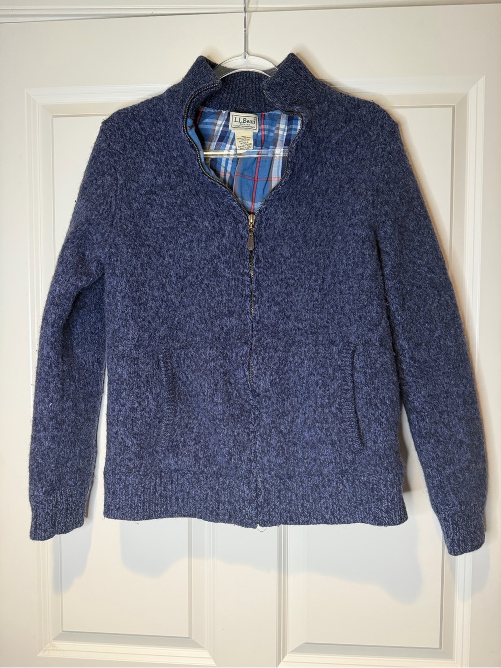L.L. Bean Navy Wool Zip-Up Sweater Jacket